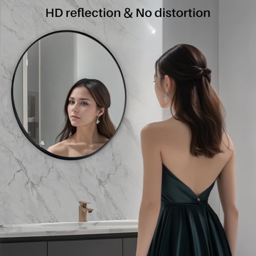 Redlife Black Round Wall Mirror for Bathroom