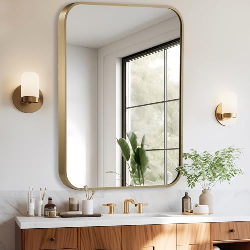 Matte Gold Mirror 22x30 Inch Bathroom Vanity Wall Mirror