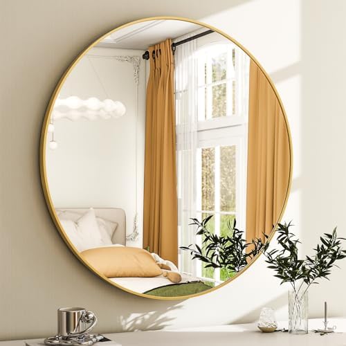 Easly 36 Inch Round Black Mirror with Metal Frame 1