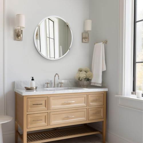USHOWER Frameless 24 Round Bathroom Mirror with Beveled Edge