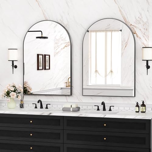 Antok Arch Bathroom Mirror 20x30 Black Vanity Mirror with Metal Frame