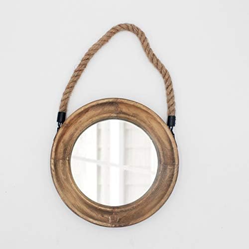 Funly mee Rustic Round Mirror with Wooden Frame