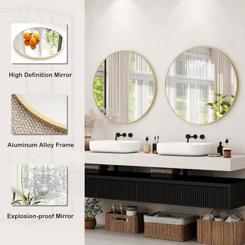 Easly 36 Inch Round Black Mirror with Metal Frame 1