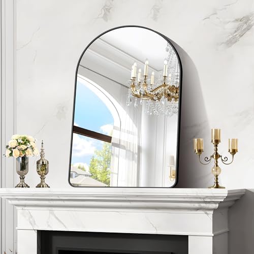 GLASHOM Arched Black Mirror 26x38 Wall Mounted