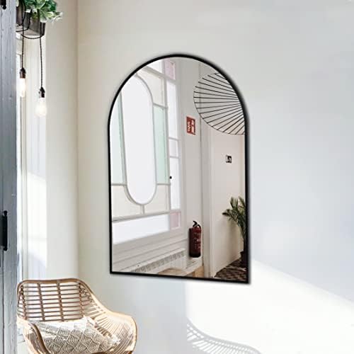 TRAHOME Arched Wall Mirror 38x26 Black Metal Frame