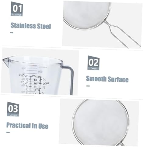 KicHouse 1 Set Flour Sieve Strainer Skimmers Measuring Cup Baking Spoon