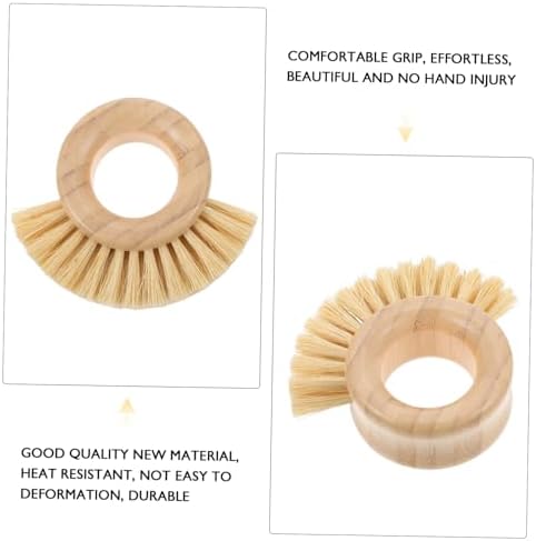 Bamboo Dish Brush Ring for Cleaning Fruits Vegetables and Kitchen Use