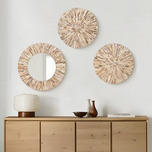 TEIPAI 3PCS Mother of Pearl Wall Mirror Set