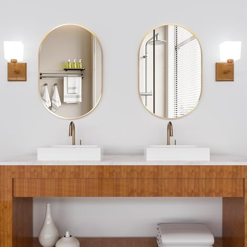 FARUIFETT 20x30 Inch Gold Oval Wall Mirror