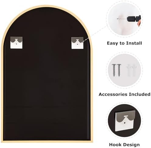 Arched Gold Bathroom Mirror 24x36 Inch