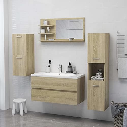 Sonoma Oak Bathroom Mirror with Shelf