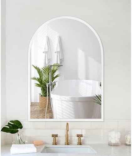 White Metal Framed Wall Mirror 26x18 Inch 1