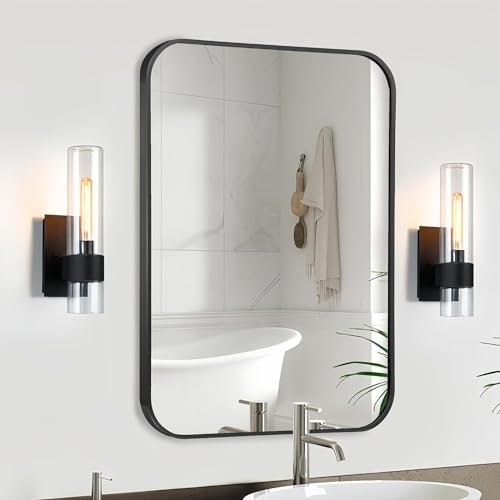 CLBA Matte Black Rectangle Mirror 26x38 Inch