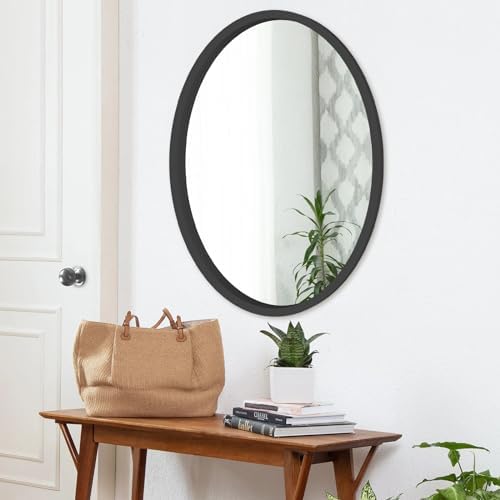 22x30 Inch Black Oval Wall Mirror for Bathroom and Living Room