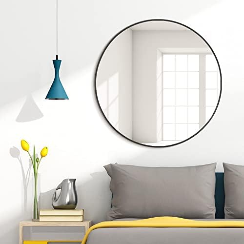 28 Inch Round Black Wall Mirror for Bathroom 1