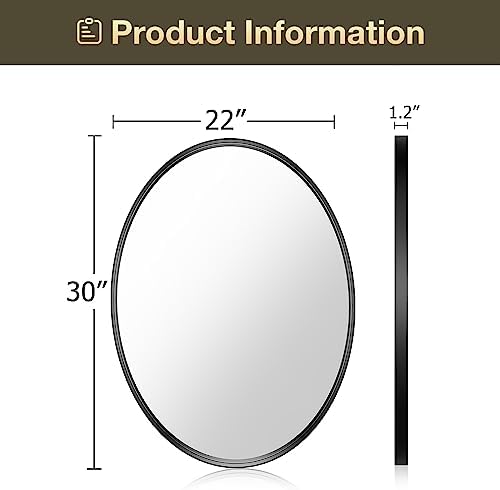 Brightify Black Oval Wall Mirror 22x30 Inch