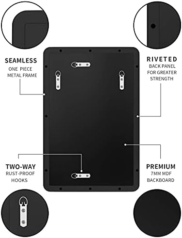 NXHOME Rectangle Metal Frame Wall Mirror 18x28 Inch