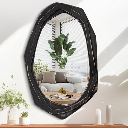AAZZKANG 28x18 Inch Asymmetrical Wall Mirror Retro Decorative
