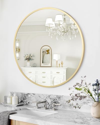 GAOMON 20 Inch Gold Round Wall Mirror