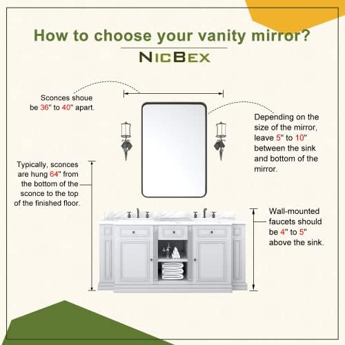 NicBex 28x24 Inch Gold Bathroom Vanity Mirror