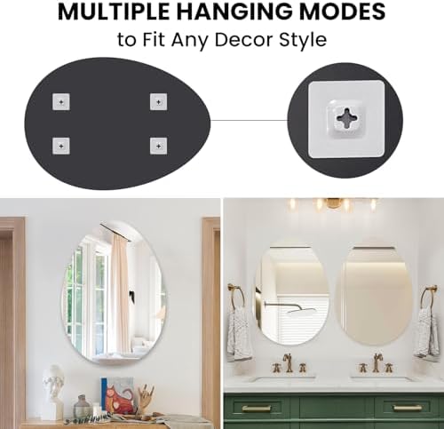 VASUHOME 24x32 Inch Frameless Wall Mirror for Bathroom Living Room Bedroom