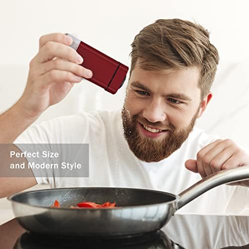 Red Salt and Pepper Shakers by Aelga - Adjustable Pour Holes Space-Saving Design