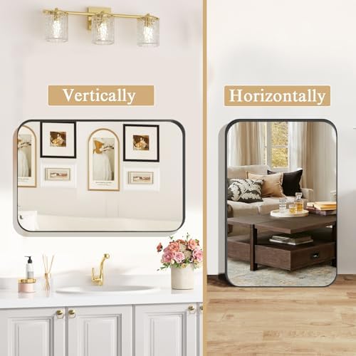 ROOMTEC 20X30 Inch Matte Black Wall Mirror