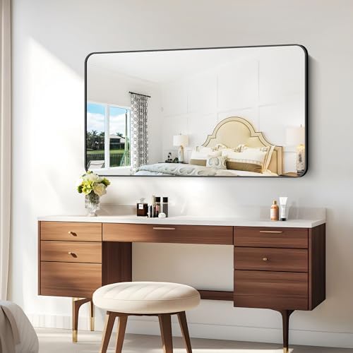BONEWEI 30x55 Inch Black Rectangle Mirror