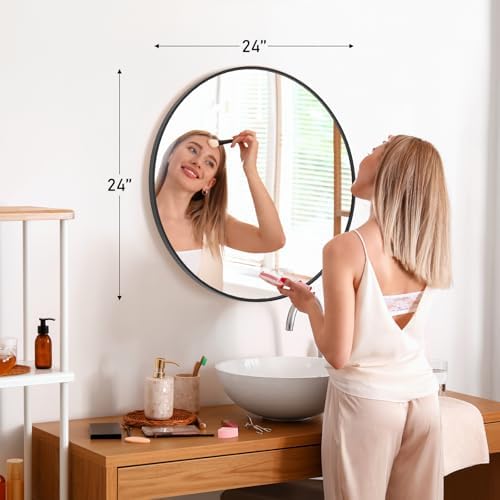 Sweetcrispy 24 Inch Black Round Wall Mirror 1