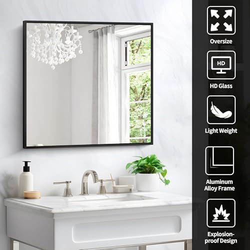 COFENY 30x30 Inch Wall Mirror with Metal Frame