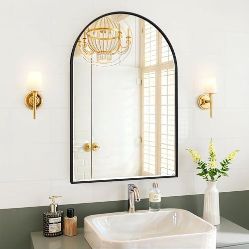 Oteymart 24x36 Arch Mirror with Black Frame