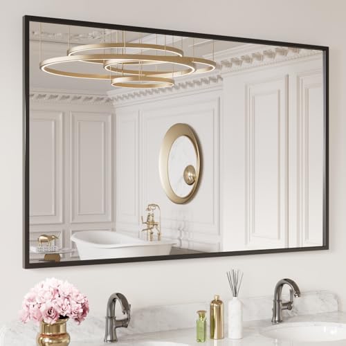 LOAAO 40x30 Black Rectangle Wall Mirror 1