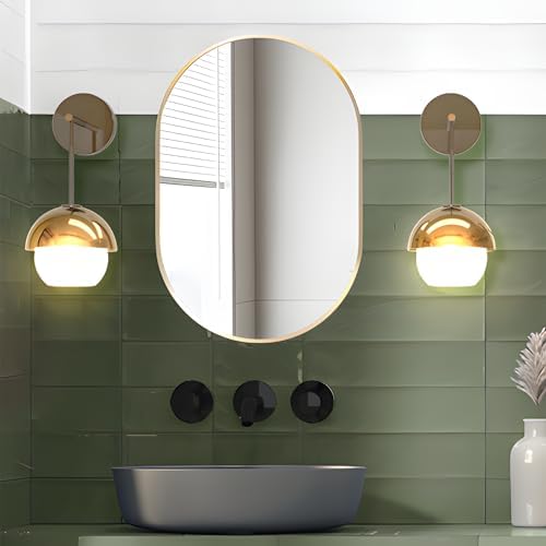 FARUIFETT 20x30 Inch Gold Oval Wall Mirror