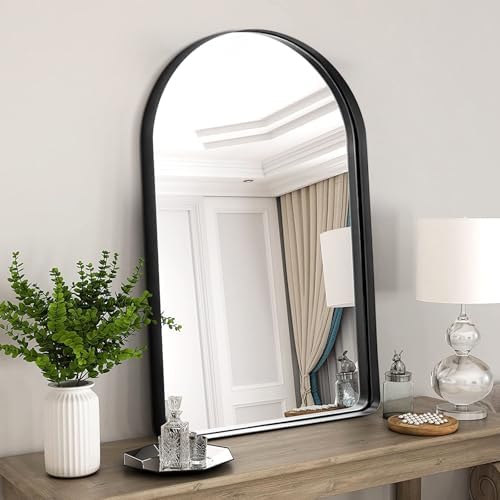 GlasFlength Arched Wall Mirror 38x26 Inch Black