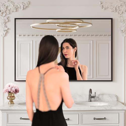 LOAAO 40x30 Black Rectangle Wall Mirror 1
