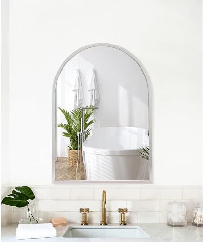 Arched Wall Mirror with Brushed Metal Frame 1