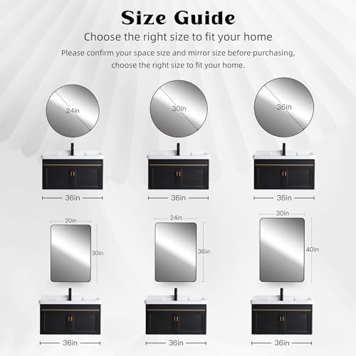CULER 30 Inch Round Gold Bathroom Mirror