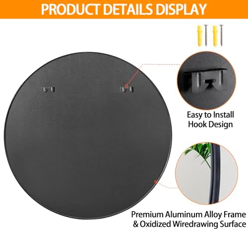 Smartxchoices 30 Inch Round Mirror with Metal Frame