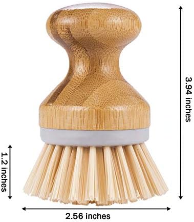 2-Pack Bamboo Cleaning Brushes for Kitchen and Bathroom Use
