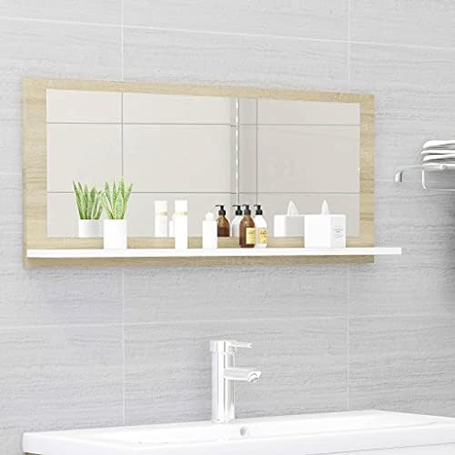 Bathroom Mirror with Shelf White and Sonoma Oak