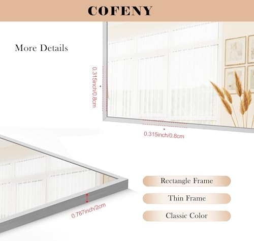 COFENY Silver Wall Mirror 30x60 Inch Rectangle