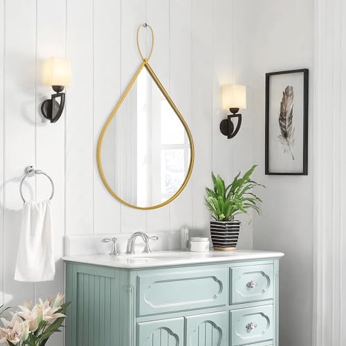 FEUFOAM Teardrop Wall Mirror 16x20 Inches Gold Frame