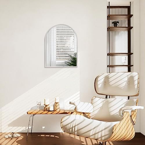Arched Wall Mirror with Brushed Metal Frame 1