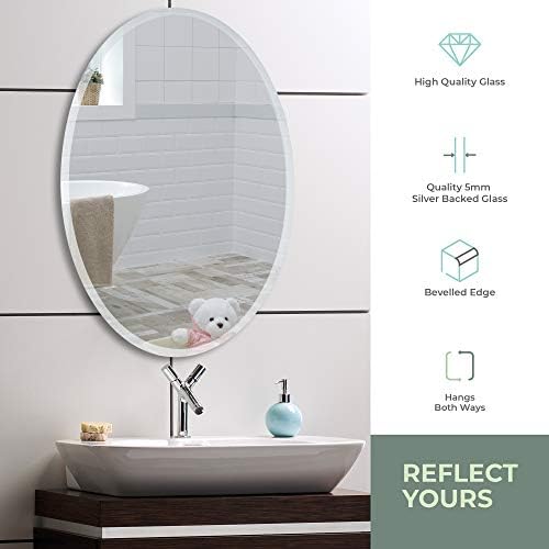 Neue Design Mood Oval Wall Mirror 20x28 Inch Frameless