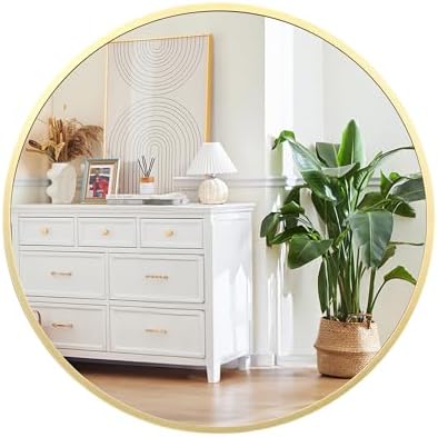 20 Inch Round Mirror with Gold Frame