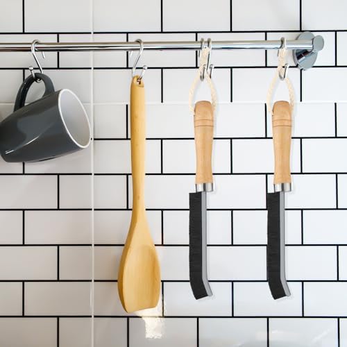 2pcs Crevice Cleaning Brushes with Wooden Handle and Lanyard