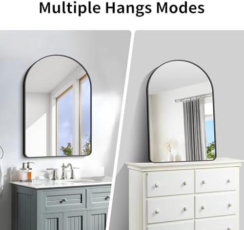 GLASHOM Arched Black Mirror 26x38 Wall Mounted