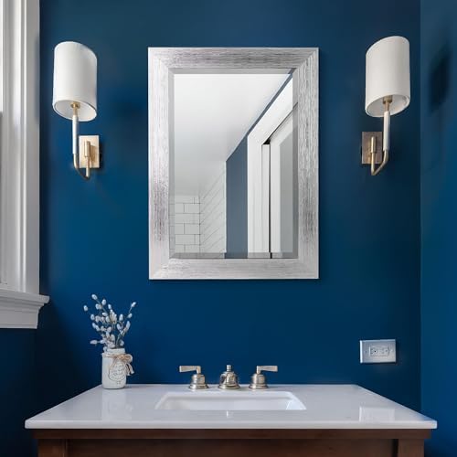 Head West Chrome Textured Beveled Wall Vanity Mirror 17x29