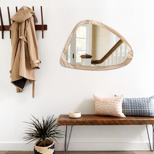 Asymmetrical Wavy Wall Mirror 20x16 Modern Oval Wooden Frame 1