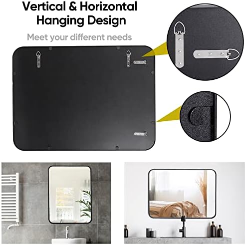 HomGarden Black Metal Framed Wall Mirror 22x30